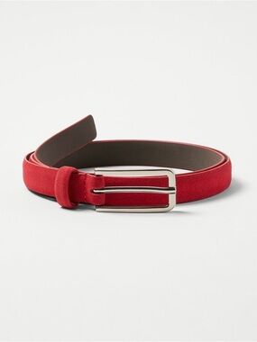 Red Suede Women’s Belt with Silver Buckle